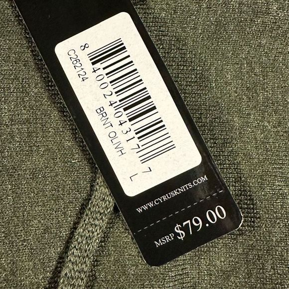 CYRUS NWT forest dark green pullover hoodie knit top women’s large new with tags - Picture 8 of 9